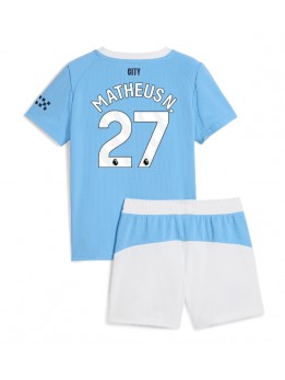 Billige Manchester City Matheus Nunes #27 Hjemmedraktsett Barn 2025-26 Kortermet (+ Korte bukser)